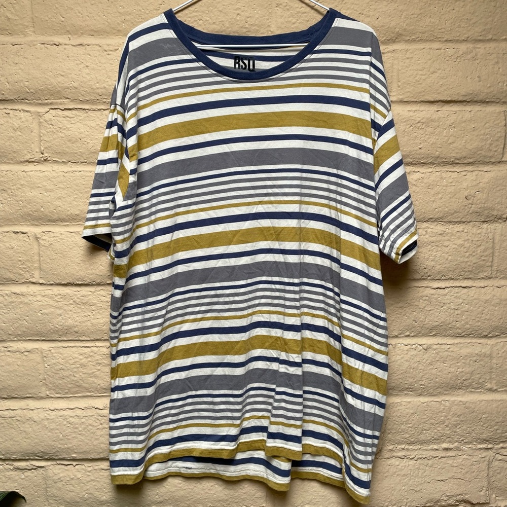 RSQ Blue and Gold Striped Tee